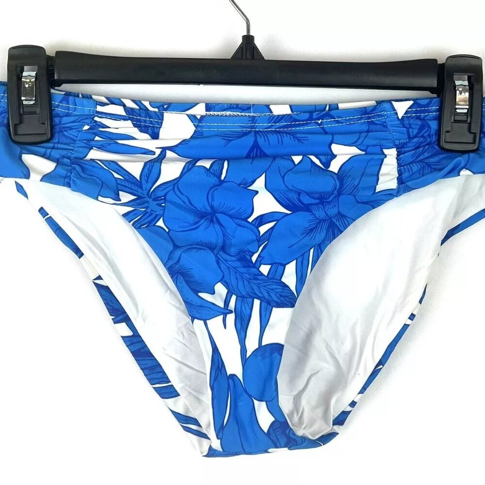 Athena Women’s White Blue Floral Bikini Bottom Size 8